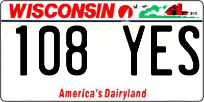 WI license plate 108YES