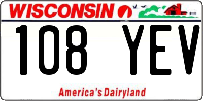 WI license plate 108YEV