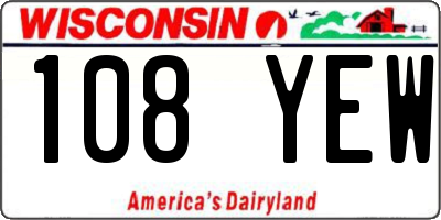 WI license plate 108YEW