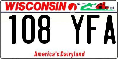 WI license plate 108YFA