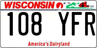 WI license plate 108YFR