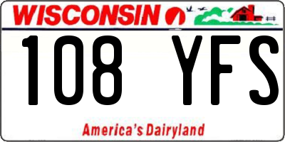 WI license plate 108YFS