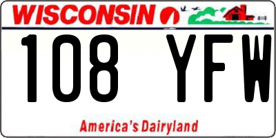 WI license plate 108YFW