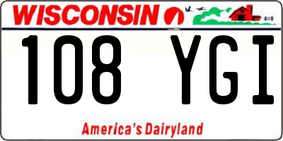 WI license plate 108YGI