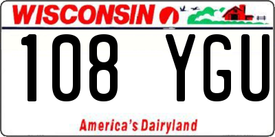 WI license plate 108YGU