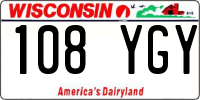 WI license plate 108YGY