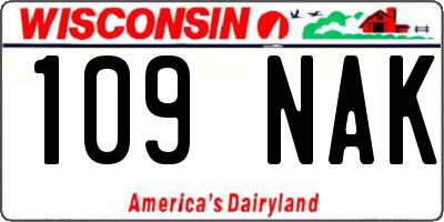 WI license plate 109NAK