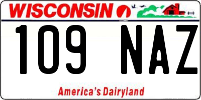 WI license plate 109NAZ