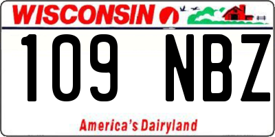 WI license plate 109NBZ