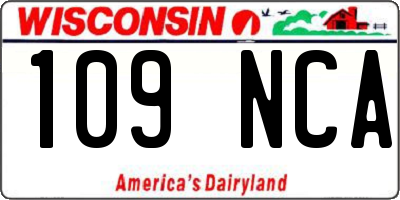 WI license plate 109NCA