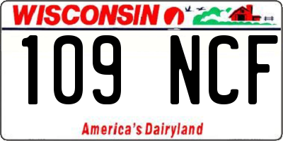 WI license plate 109NCF