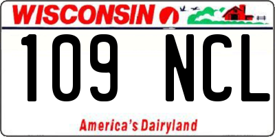 WI license plate 109NCL