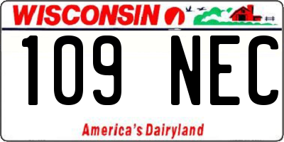 WI license plate 109NEC