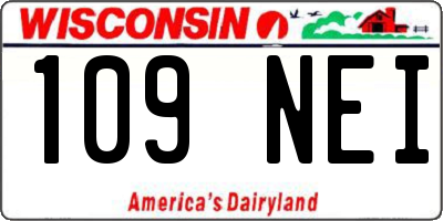WI license plate 109NEI