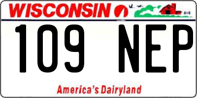 WI license plate 109NEP