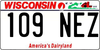 WI license plate 109NEZ