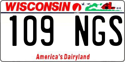WI license plate 109NGS