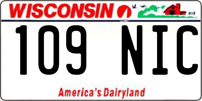 WI license plate 109NIC