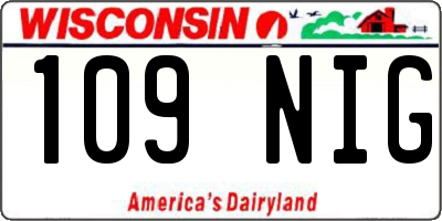 WI license plate 109NIG