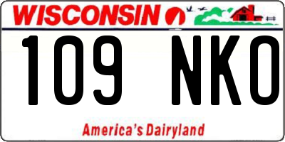 WI license plate 109NKO