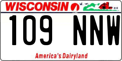 WI license plate 109NNW