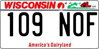 WI license plate 109NOF