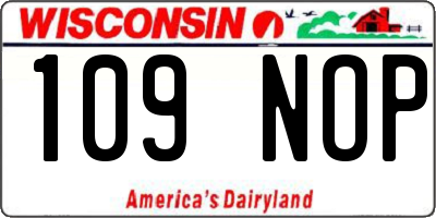 WI license plate 109NOP
