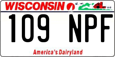WI license plate 109NPF