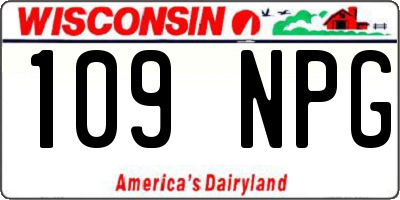 WI license plate 109NPG