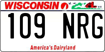 WI license plate 109NRG