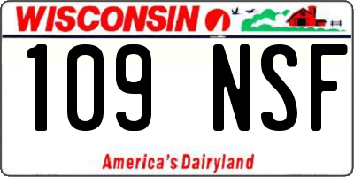 WI license plate 109NSF
