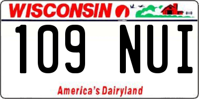 WI license plate 109NUI