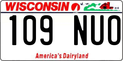 WI license plate 109NUO