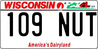 WI license plate 109NUT