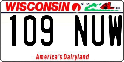WI license plate 109NUW