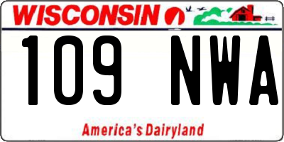WI license plate 109NWA