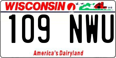 WI license plate 109NWU