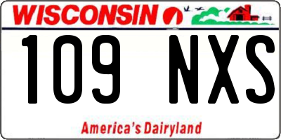 WI license plate 109NXS