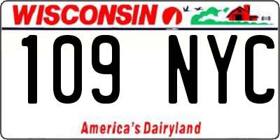 WI license plate 109NYC