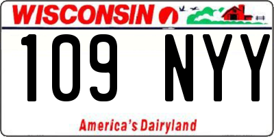WI license plate 109NYY