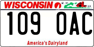 WI license plate 109OAC