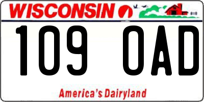 WI license plate 109OAD