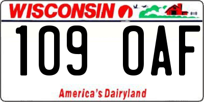 WI license plate 109OAF