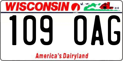 WI license plate 109OAG