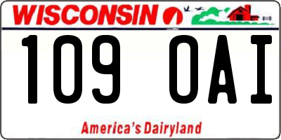 WI license plate 109OAI