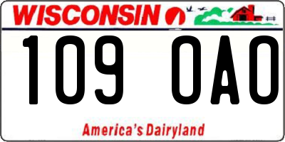 WI license plate 109OAO