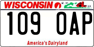 WI license plate 109OAP