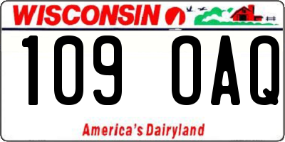 WI license plate 109OAQ