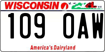 WI license plate 109OAW