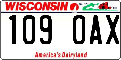 WI license plate 109OAX